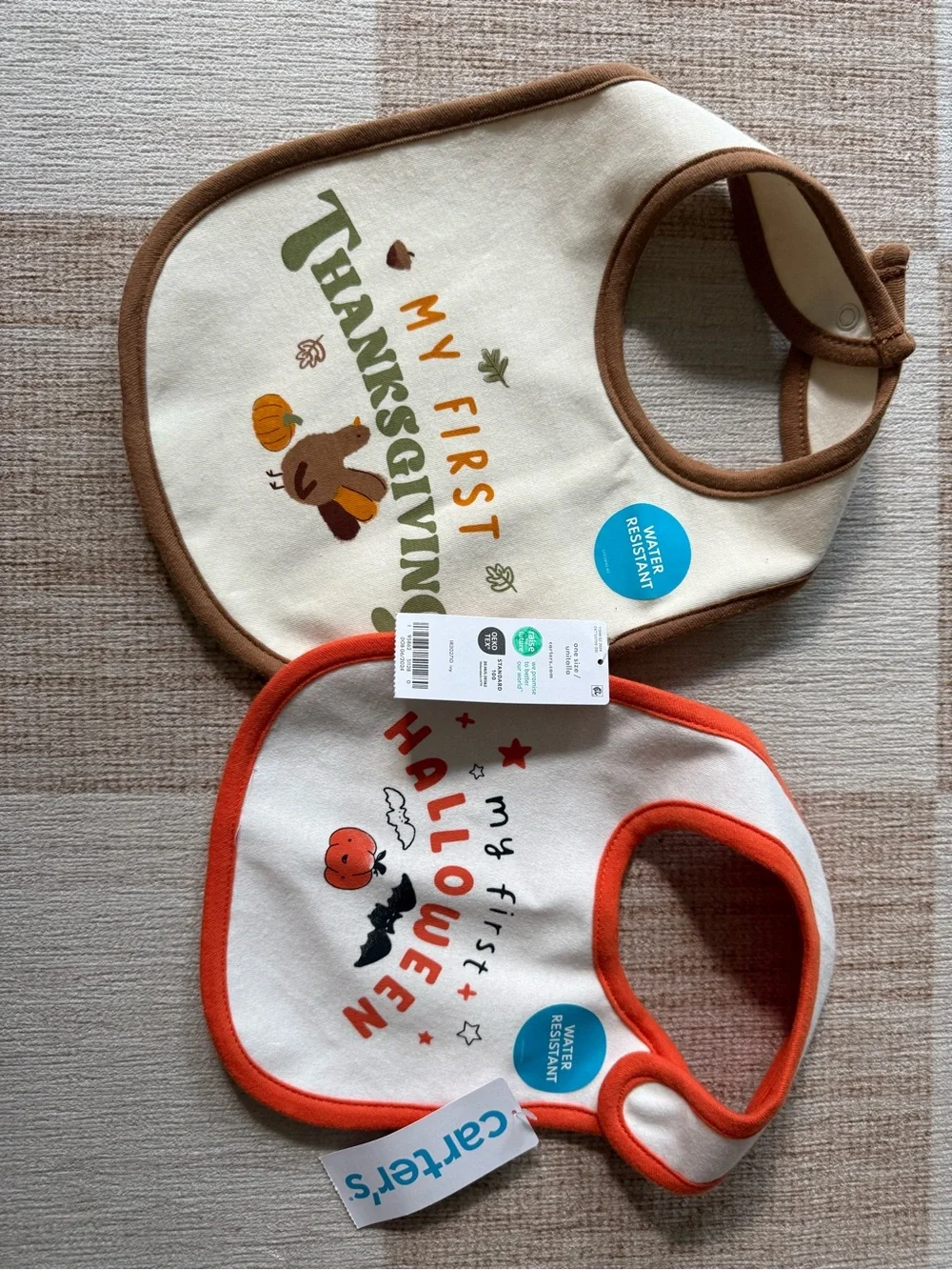 NWT Carter's My First Halloween & My First Thanksgiving Baby Bibs